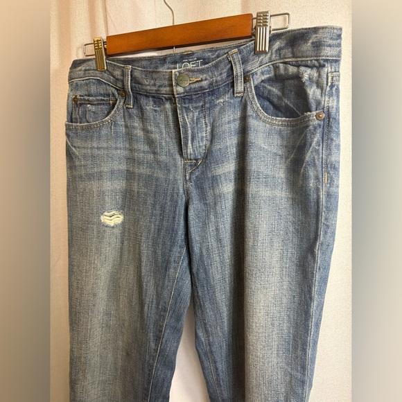 Loft frayed boyfriend jeans 100% Cotton Distressed Size 27/4 GUC! 0404 - Picture 2 of 10